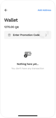 Wallet — empty state — QuickCart screen
